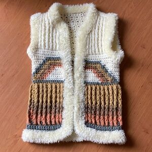 Vintage Crochet Vest with Geometric Pattern
